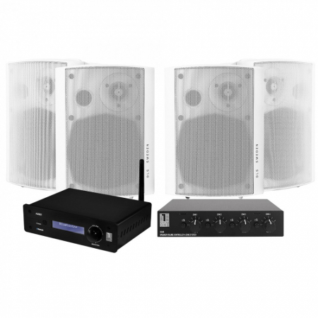 System One A50BT med SC4B högtalarväxel & DLS MB5i, 2 par vita ryhmässä Pakettiratkaisut /  Paketit kotiin / Monihuonejärjestelmä-paketit @ BRL Electronics (SETA50BTPKT3)