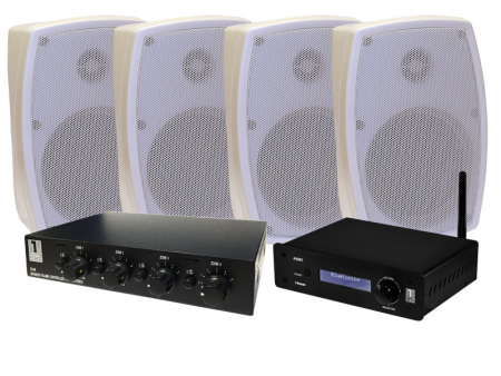 System One A50BT med 2 par OD520 + SC4B högtalarväxel ryhmässä Monihuonejärjestelmä-paketit @ BRL Electronics (SETA50PKT10)