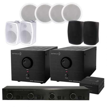 Dayton Audio APA150 med högtalarväxel, wifi-adapter & 3par högtala