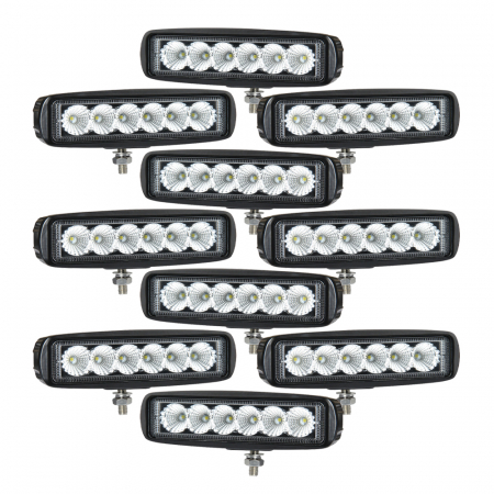 10-pack Nizled LED back-/arbetsljus, 18W, arbetsljuspaket ryhmässä Autohifi / LED-valaistus / LED-valot / Työvalaistus @ BRL Electronics (SETB18RFX10)