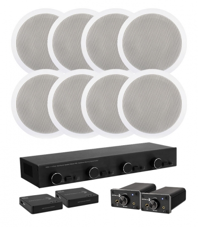 Dayton Audio DTA-120BT med högtalarväxel, WiFi-adapter & 4par högtalare ryhmässä Pakettiratkaisut / Paketit kotiin / Monihuonejärjestelmä-paketit @ BRL (SETDTA120PKT25)