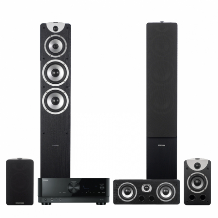 Yamaha RX-V4A & Dynavoice Magic F-7 EX 5.0 kotiteatteripaketti, musta ryhmässä Pakettiratkaisut / Paketit kotiin / Kotiteatteripaketit @ BRL Electronics (SETF7EXBPKT1)