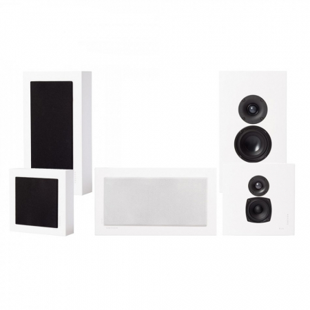 DLS Flatbox Midi v2 On-Wall 5.0 kaiutinpaketti, valkoinen ryhmässä Pakettiratkaisut / Paketit kotiin / Kaiutinpaketit @ BRL Electronics (SETFBMIDIPKT5)
