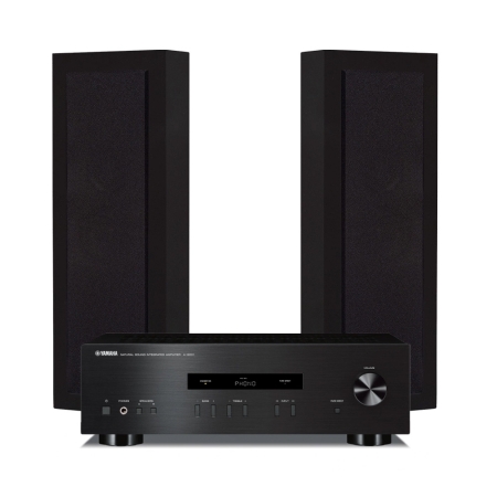 DLS Flatbox Slim Large mustana Yamaha A-S201 MK II:n kanssa, 2.0 stereo paketti ryhmässä Pakettiratkaisut / Paketit kotiin / Stereopaketit @ BRL (SETFBSLIMLARGEPKT1)