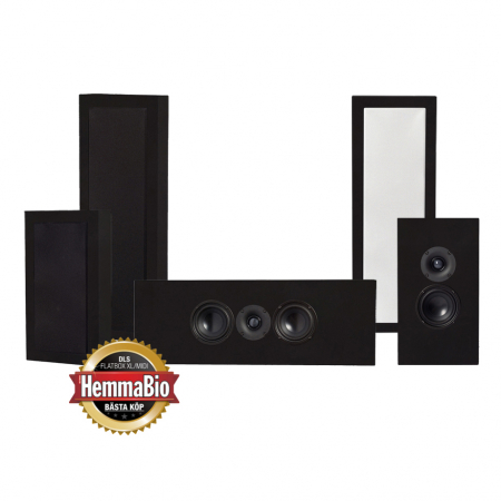 DLS Flatbox XL On-Wall 5.0 högtalarpaket, svart ryhmässä Pakettiratkaisut /  Paketit kotiin / Kaiutinpaketit @ BRL Electronics (SETFBXLPKT5)