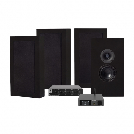 Dynavoice CA802BT, SC4B & 2 paria mattamustaa DLS Flatbox Midiä ryhmässä Pakettiratkaisut / Paketit kotiin / Monihuonejärjestelmä-paketit @ BRL Electronics (SETFLATBOXMIDIPKT2)