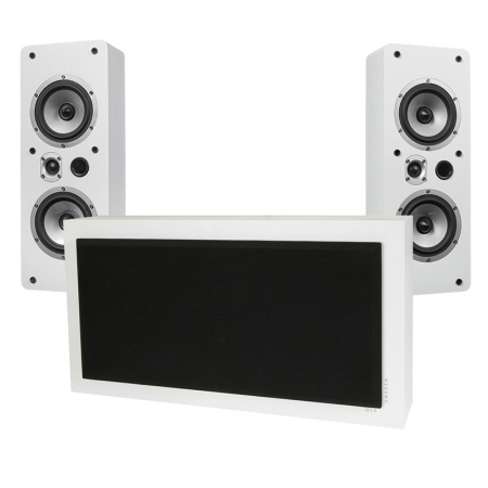 DLS Flatsub Stereo One & Dynavoice Magic LCR-5 EX Vit ryhmässä Pakettiratkaisut / Paketit kotiin / Stereopaketit @ BRL (SETFLATSUBPKT1)