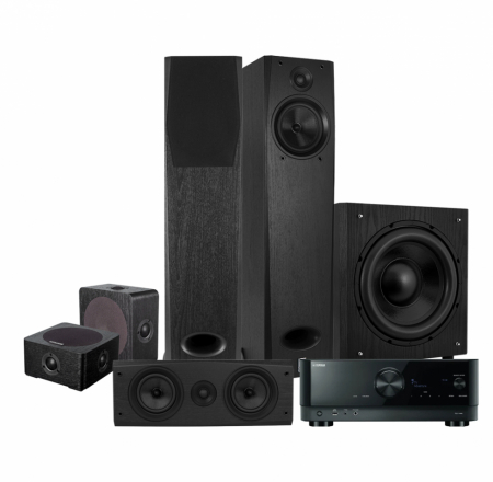 Yamaha RX-V4A & System One H16B Around-5 5.1 kotiteatteripaketti, musta ryhmässä Pakettiratkaisut / Paketit kotiin / Kotiteatteripaketit @ BRL Electronics (SETH16BPKT9)
