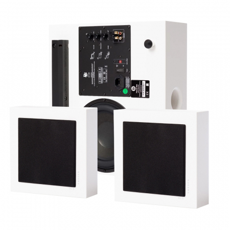 DLS Flatbox Mini On-Wall 2.1 kaiutinpaketti, valkoinen ryhmässä Pakettiratkaisut / Paketit kotiin / Kaiutinpaketit @ BRL Electronics (SETHFB24249PKT1)