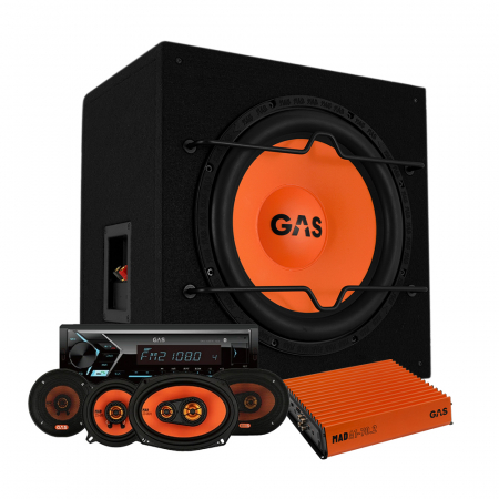 GAS MAD B1-112 med GMA152BTR, MAD X1-högtalare & slutsteg ryhmässä Pakettiratkaisut / Paketit autoon / Täyspaketit @ BRL Electronics (SETMADB1112PKT3)