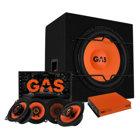 GAS MAD B1-112 vahvistimella, autostereolla ja MAD X1-kaiuttimilla, kokonaispaketti ryhmässä Pakettiratkaisut / Paketit autoon / Täyspaketit @ BRL (SETMADB1112PKT4)