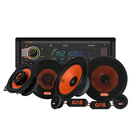 GAS MAD M120-BTD MAD K1- ja X1-kaiuttimilla, autostereopaketti ryhmässä Pakettiratkaisut / Paketit autoon / Autostereopaketit @ BRL (SETMADM120BTDPKT2)