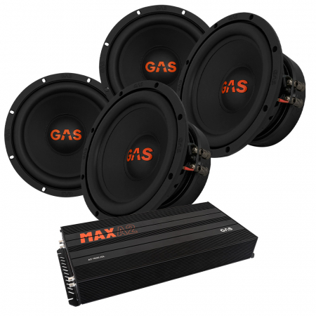 4-pack GAS MAD S2-8D2 & MAX A2-1500.1D, baspaket ryhmässä Pakettiratkaisut / Paketit autoon / Subwooferpaketit @ BRL Electronics (SETMADS28D2PKT4)