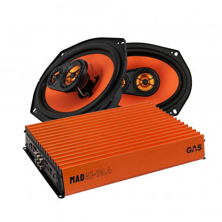 GAS MAD X1-694 koaksiaalikaiuttimet & MAD A1-70.2, hattuhyllypaketti ryhmässä Pakettiratkaisut / Paketit autoon / Hattuhyllypaketti @ BRL Electronics (SETMADX1694PKT1)
