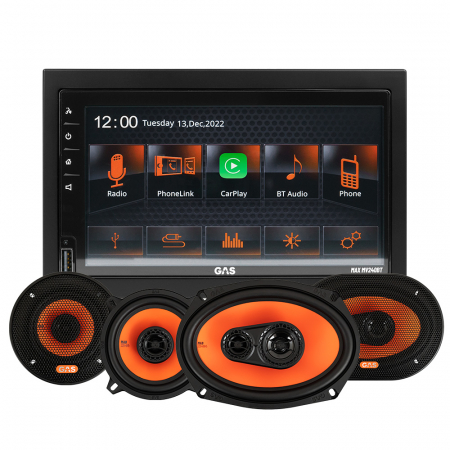 GAS MAX MV240-BT & GAS MAD X2-kaiuttimet, autostereopaketti ryhmässä Pakettiratkaisut / Paketit autoon / Autostereopaketit @ BRL Electronics (SETMAXMV240BTX2)