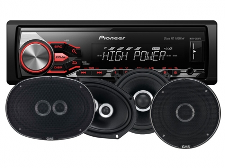 Pioneer MVH-280FD & GAS Silver-högtalare ryhmässä Pakettiratkaisut / Paketit autoon / Autostereopaketit @ BRL (SETMVH280FDSILVER)