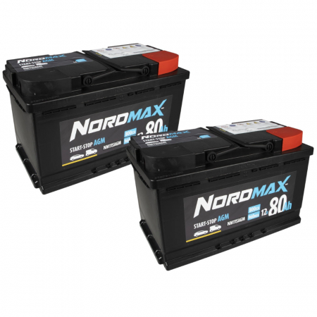 Akkupaketti, 2 kpl Nordmax AGM-akkuja, 80Ah / 12V ryhmässä Autohifi / Tarvikkeet / Akut @ BRL Electronics (SETNORDMAX80X2)