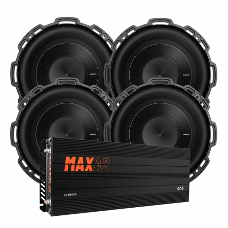 4-pakkaus Rockford Fosgate P2D48 & GAS MAX A2-2500.1DL, baspaketti ryhmässä Pakettiratkaisut / Paketit autoon / Subwooferpaketit @ BRL Electronics (SETP2D48PKT1)