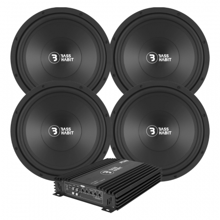 4-pack Bass Habit P300 & Play Power 1000.1 (gen. 2), baspaket ryhmässä Pakettiratkaisut / Paketit autoon / Subwooferpaketit @ BRL Electronics (SETPL300PKT2)