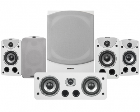 Dynavoice Magic S-4 EX Högtalarpaket 5.1 med Magic MW10, vit ryhmässä Pakettiratkaisut / Paketit kotiin / Kaiutinpaketit @ BRL (SETS4EXMW10W)
