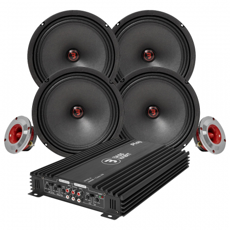 Bass Habit Rebel SR200M, SR25T & vahvistin ryhmässä Pakettiratkaisut / Paketit autoon / SPL-sarja @ BRL Electronics (SETSR200PKT4)