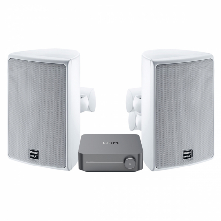 WiiM Amp & Magnat Symbox X-160 Ulkoäänet Valkoiset
