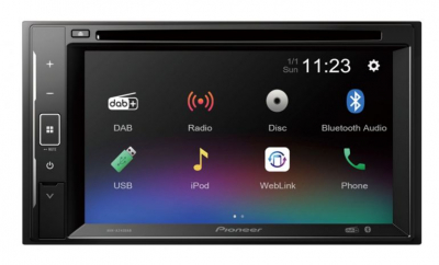 Pioneer AVH-A240DAB, autostereo Bluetoothilla, DVD, DAB ja 3 paria matalaa tasoa