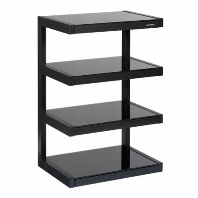 Norstone Esse Hifi, mattamusta stereopenkki mustilla hyllyillä