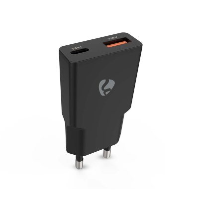 Nedis-seinälaturi 20 W 1x USB-C 1x USB-A, musta