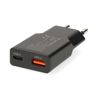 Nedis-seinälaturi 30 W 1x USB-C 1x USB-A, musta