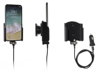 Brodit aktiivinen pidike USB-kaapelilla ja tupakansytyttimen adapterilla, Apple iPhone X/Xs