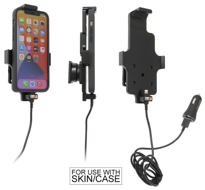 Brodit Aktiivinen pidike USB-kaapelilla ja tupakansytyttimen adapterilla, Apple iPhone 11/12/12 Pro/13/13 Pro/XR