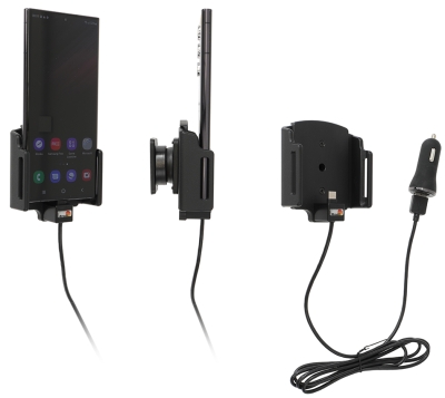 Brodit Aktiivinen pidike USB-kaapelilla ja tupakansytyttimen adapterilla, Samsung Galaxy S22 Ultra 5G (SM-S908B/SM-S908B/DS) 