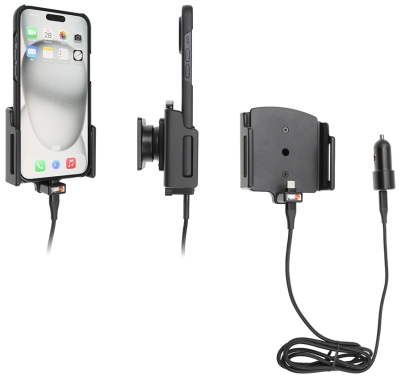 Brodit aktiivinen pidike USB-kaapelilla ja tupakansytyttimen adapterilla, Apple iPhone 15 Plus/15 Pro Max/16 Plus/16 Pro Max