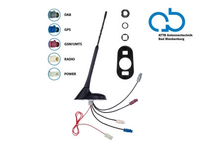 Kattoantenni AM/FM DAB+ GNSS UMTS 12V aktiivinen