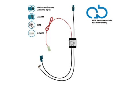 Antenni jakaja AM/FM DAB+ Fakra>Fakra(n)/SMB(n) vahvistettu
