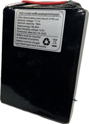 Li-ion batteri 12,6 (11,1v) 18Ah vapcell (BMS), (till E30 lampan)