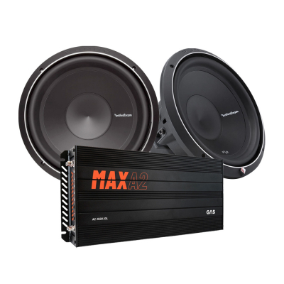 2-pakkaus Rockford Fosgate Punch P2D412 & GAS MAX A2-1500.1DL, bassopaketti