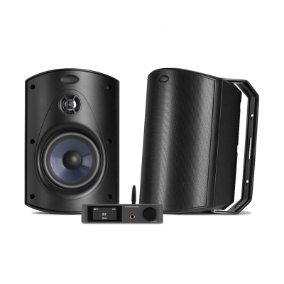 Dynavoice CA802BT & Polk Audio Atrium 6 Mustat Ulkoäänet Stereo Paketti