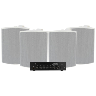 Dayton Audio DA40T, jossa 4 kpl Visaton WB16 valkoisena, kaupallinen 100V-paketti