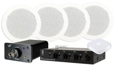 Infällnadshögtalare, högtalarväxel & förstärkare + trådlös mottagare