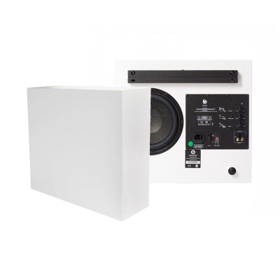 2-pack DLS Flatsub Midi seinälle asennettava aktiivinen subwoofer, mattavalkoinen