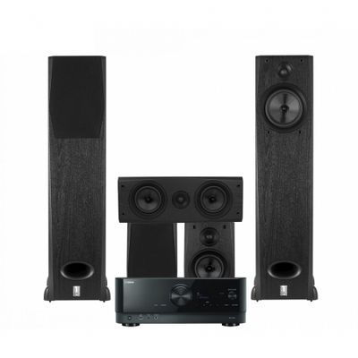 Yamaha RX-V4A & System One H16B 5.0 hemmabiopaket, svart