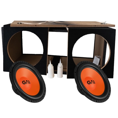 Portattu 2x12 tuuman bassokotelo rakennussarjana, jossa 2 kpl GAS MAD S1-124