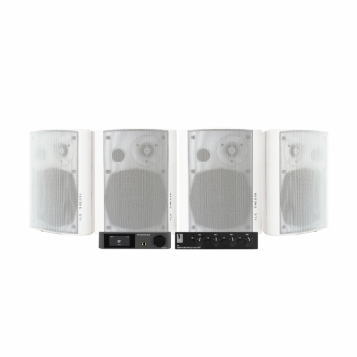 Dynavoice CA802BT SC4B:llä & 2 paria DLS MB5i ulkokaiuttimia, valkoinen