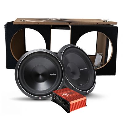 2-pakkaus Rockford Fosgate P3D2-12 & Bass Habit SE550.2DF, bassopaketti rakennussarjana