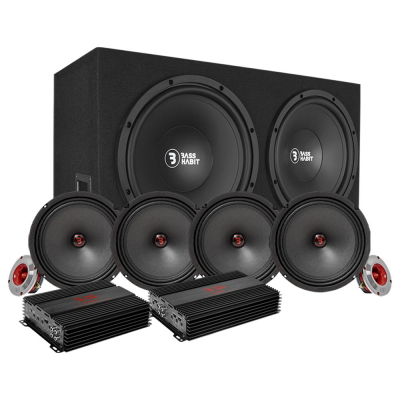 Bass Habit PL212 ja SR200M, SPL kokonaispaketti vahvistimella