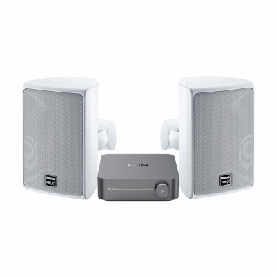 WiiM Amp & Magnat Symbol X 130 ulkokaiuttimet, valkoinen