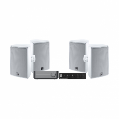 WiiM Amp, SC4B & 2 paria Magnat Symbol X-130 ulkokaiuttimet, valkoinen