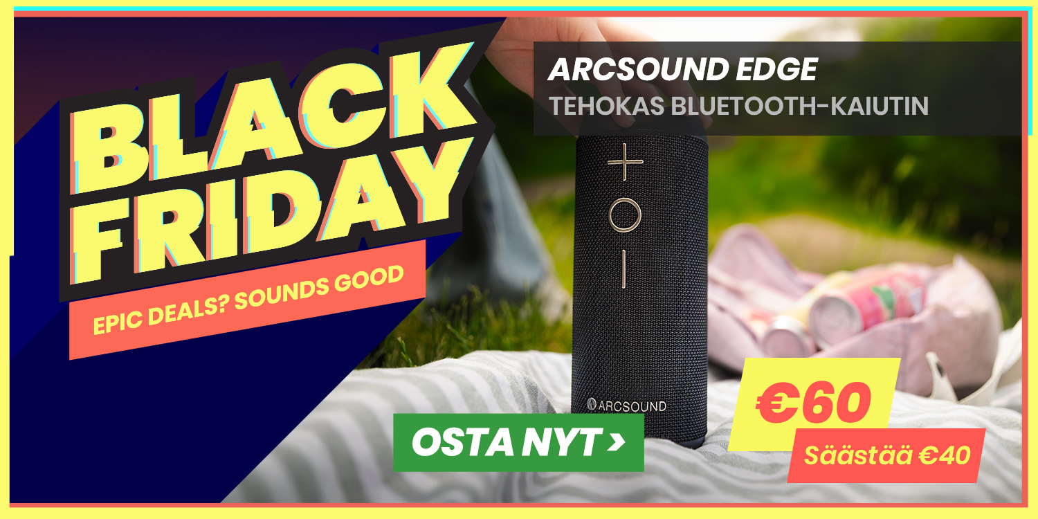 Arcsound EDGE tehokas kannettava kaiutin Bluetoothilla, musta